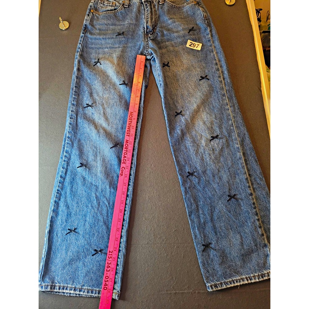 SOHO Women's Blue Medium Wash Denim Straight Leg Mid Rise 5-Pocket Jeans 5